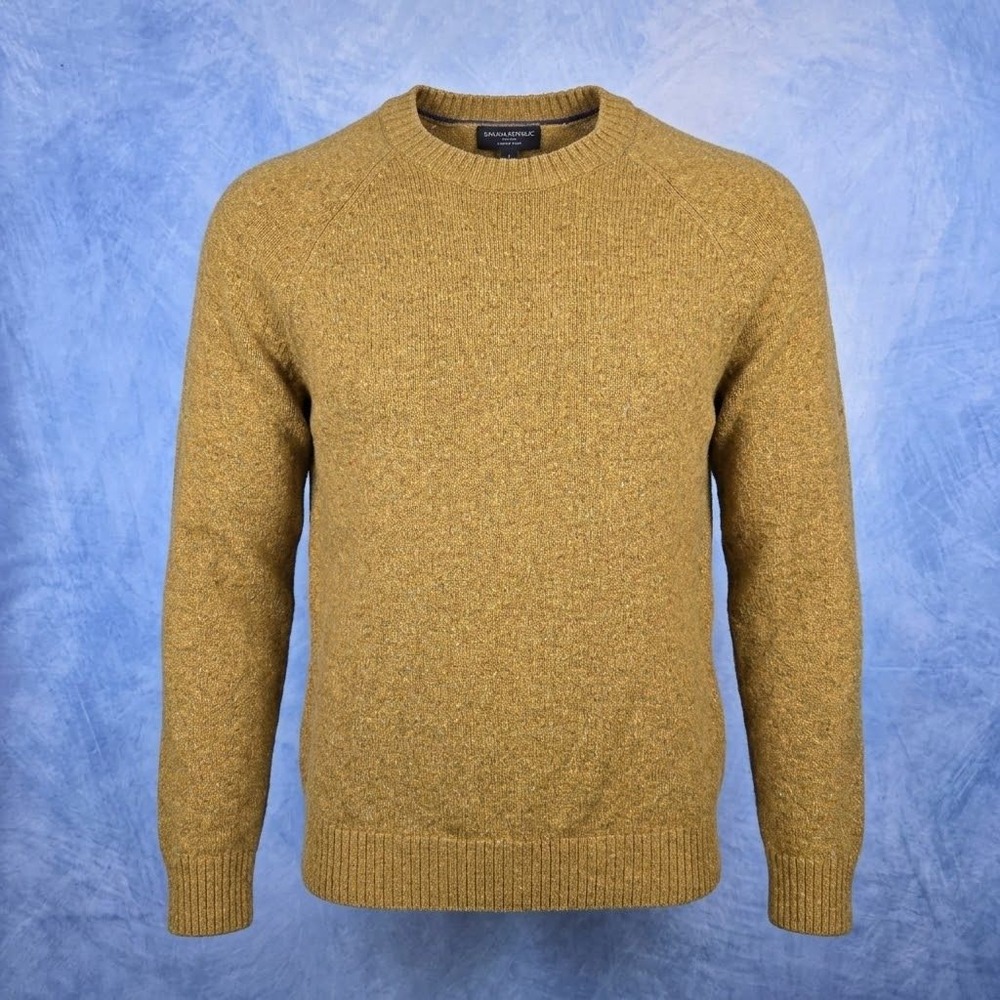 Banana Republic Mens Eco Sweater Mustard Yellow Marl Crewneck Raglan Size Large